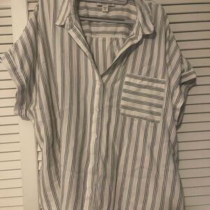 Coldwater Creek Blue and White Casual Button Down Shirt